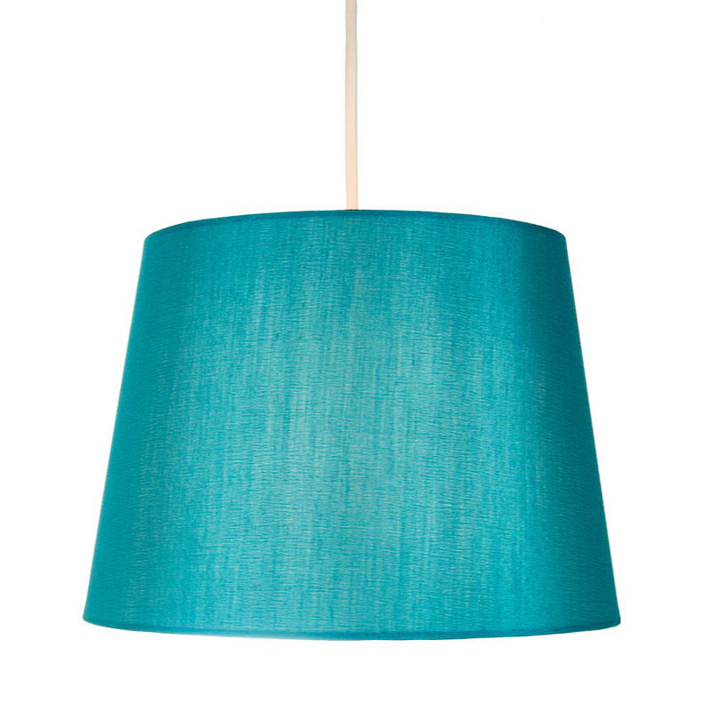 Traditionally Designed Drum Lamp Shade in Sleek Faux Silk Fabric, Teal, 18cm H x 25cm W x 25cm D