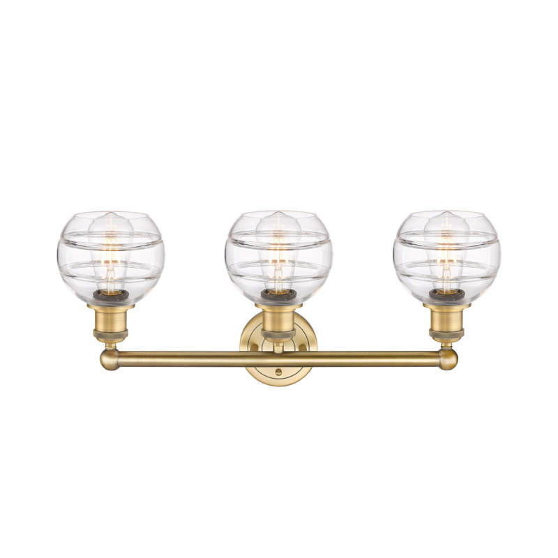 Éclairage pour meuble-lavabo 3 lumières Natick, Transparent, Laiton brossé