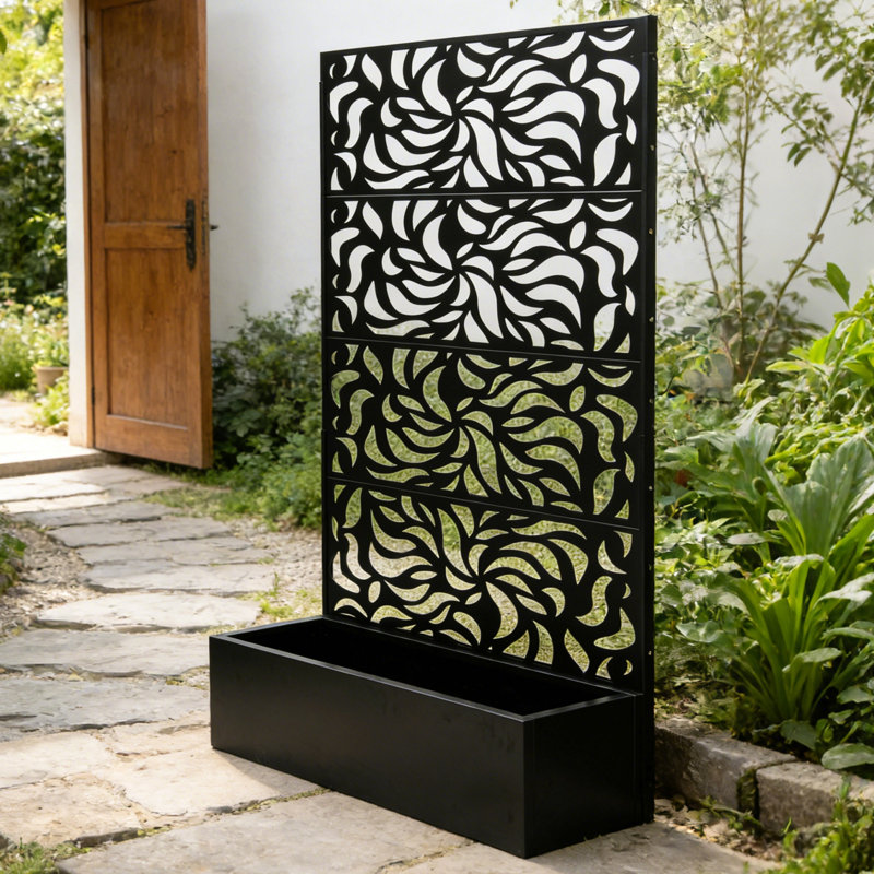 H 70,87 po x l 46,06 po avec moustiquaire et boîte à fleurs, pot de fleurs décoratif en métal sur pied pour terrasse et balcon