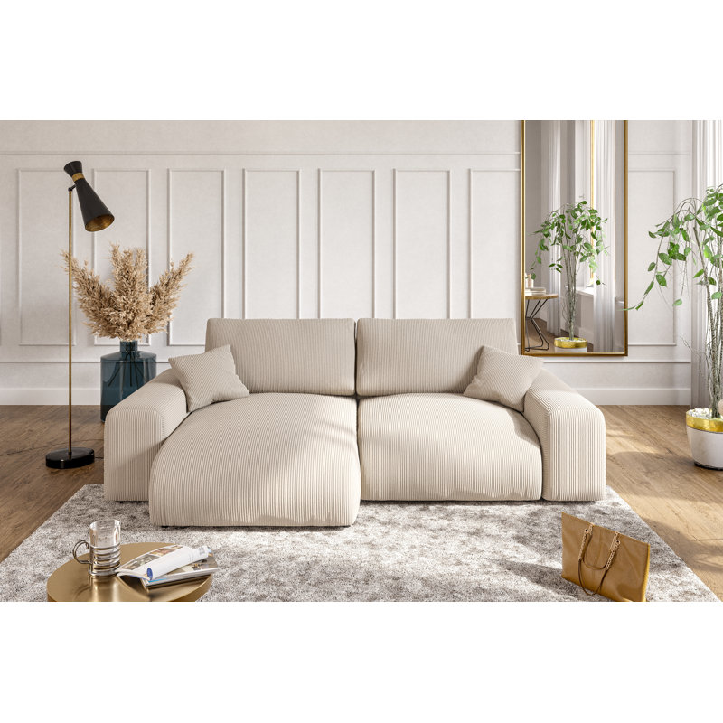 Claude 4 Seater Corduroy Sofa & Chaise, Left Hand Facing, Beige