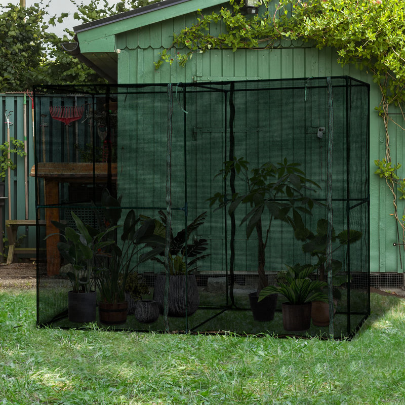 Outsunny  Crop Cage, Plant Protection Tent with Zippered Doors for Vegetable Garden, Backyard, 6' H x 8' W x 4' D, Black