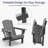 All-Weather HDPE Folding Adirondack Chair Outdoor Patio Fire Pit Chair with Cup Holder-23216435