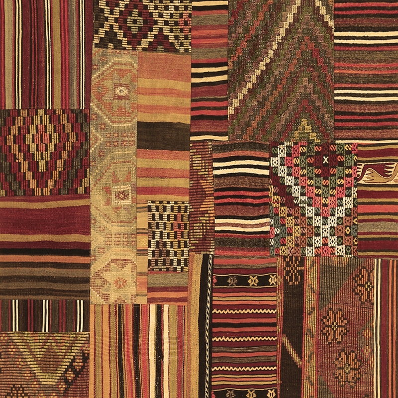 Tapis contemporains brun lavable à la machine 437, Carré de 6 pi