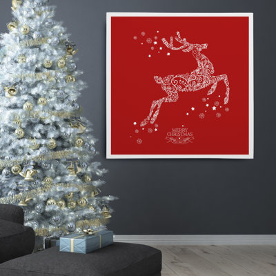 " Holiday Reindeer Red Stencil "