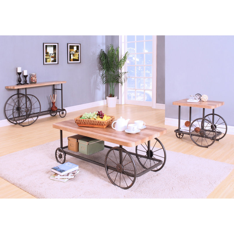 Table d'appoint rectangulaire de style industriel en chêne et gris antique, tablette inférieure pour espace de rangement, hauteur 30,5 po, design gris avec tablette, espace polyvalent, longueur 48,5 po