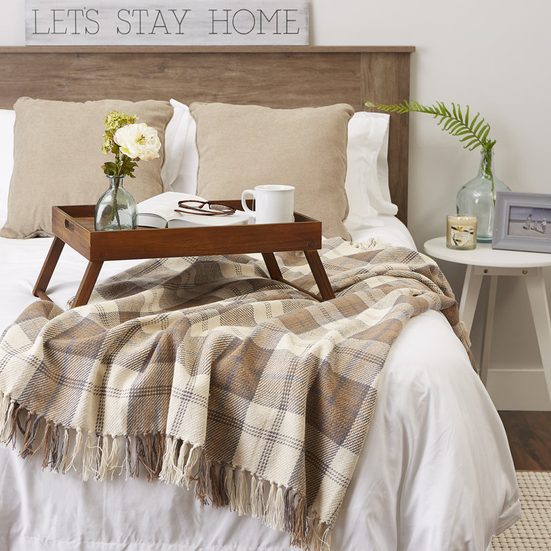 Black and Off-White Plaid Cotton Throw Blanket