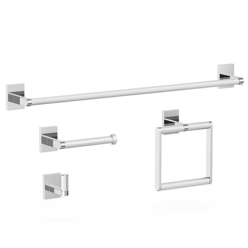 4 - Piece Bathroom Hardware Set, Silver