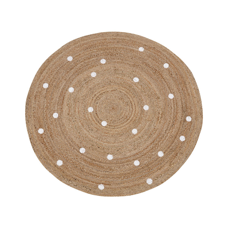 Alafia Round 140 cm x 140 cm Polka Dots Jute / Sisal Hand Braided Area Rug