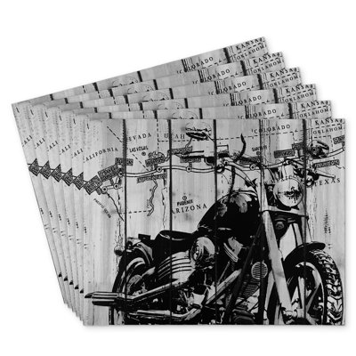 Motorcycle Grey & Black Polyester Masvingo Set of 6 Decor