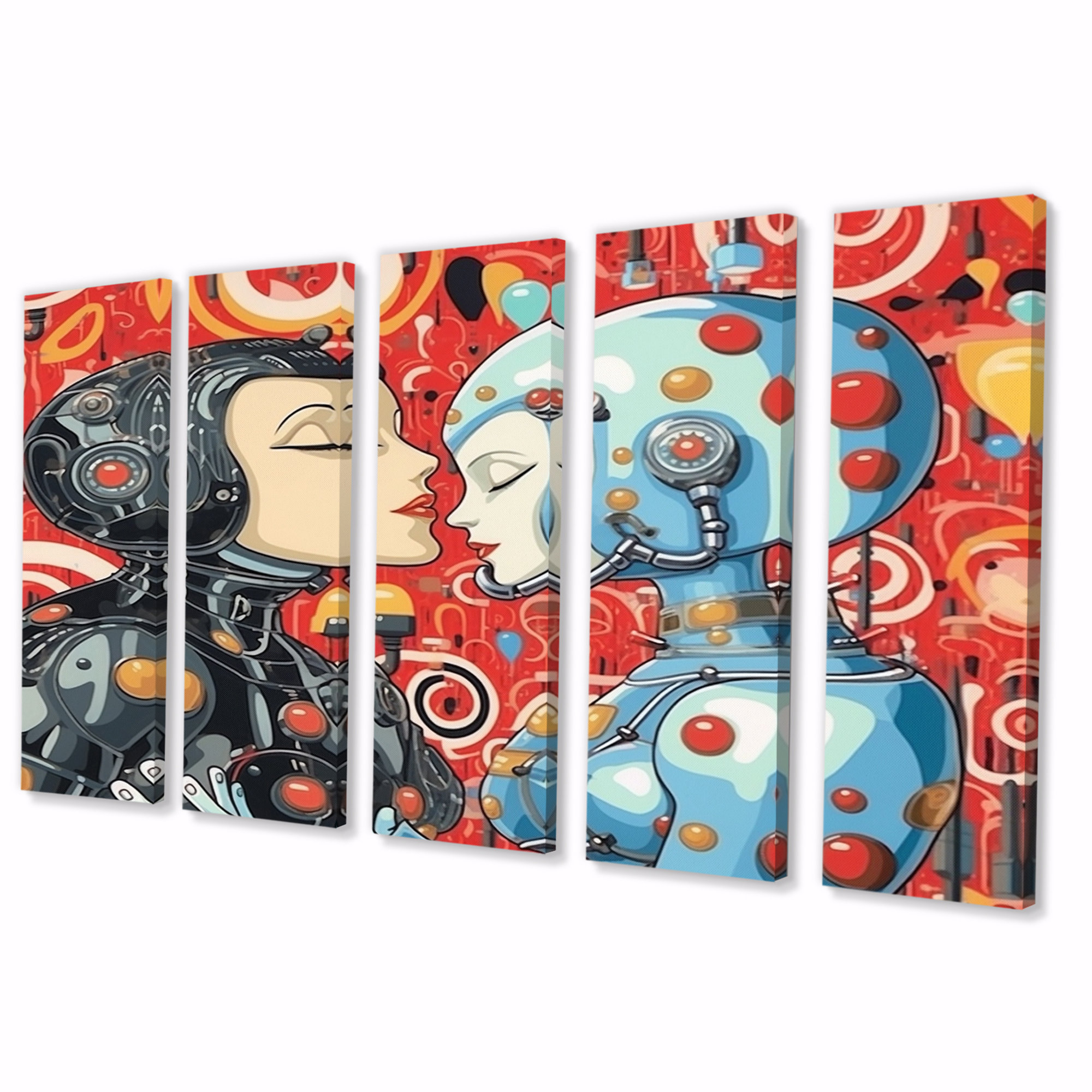 Lark Manor™ Retro Robot Couple In Love III - Robot Canvas Art Print - 5 ...