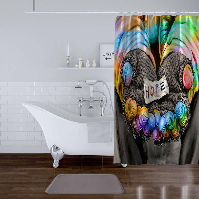 Rideau de douche simple abstrait Hope, H 70 po x l 71 po