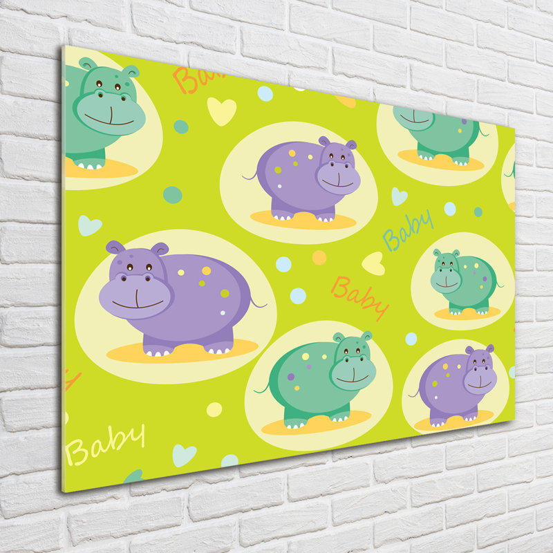 Hippos - No Frame Print on Glass