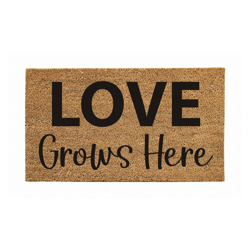 Tapis en fibre de coco 28 po x 16 po Jerusha, Love Grows Here