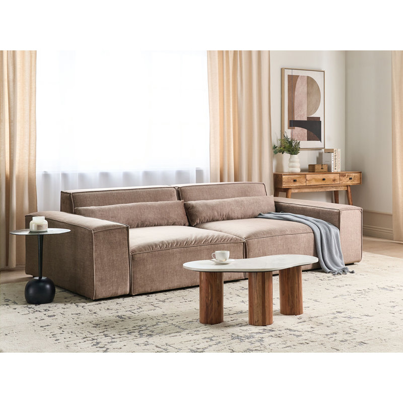 Netanya 2 Seater Sofa, Brown Polyester