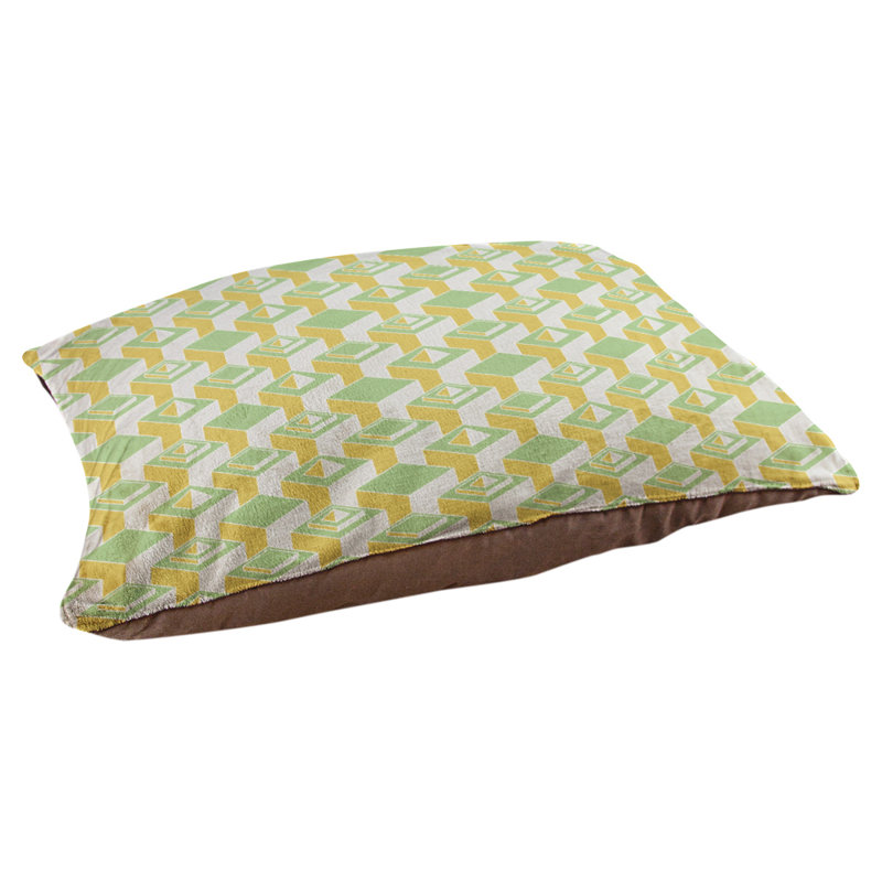 Coussin pour chien intérieur à motif skyscrapers Chen, Petit (l 28 po x P 6 po x H 18 po), Jaune / vert