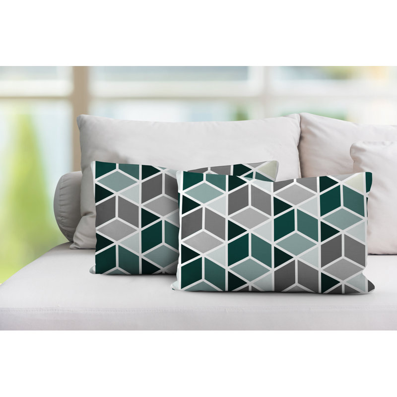 No Decorative Addition Outdoor Reversible Throw Pillow, Emerald