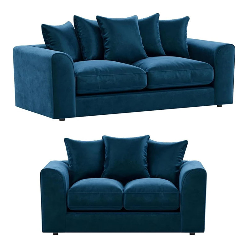 5 Seater Velvet Sofa, Blue