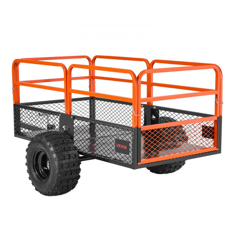 Remorque à benne basculante derrière un chariot de jardin en acier, H 37,01 po x l 87,01 po x P 31,89 po 