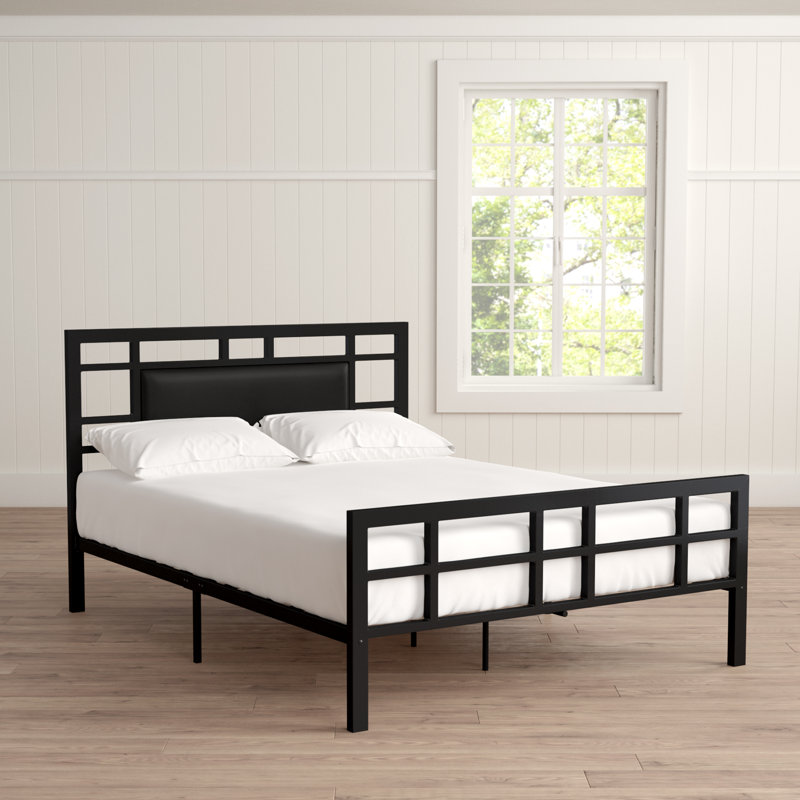 Lit plateforme tapissier Karaka, Noir, Simple
