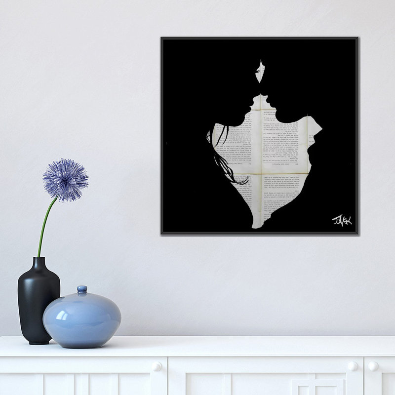 « true », impression sur toile, H 18 po x l 18 po x P 1,5 po, Toile avec cadre noir, Pas de tapis