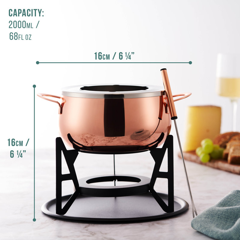 Soliel Stainless Steel Fondue Set, Rose Gold