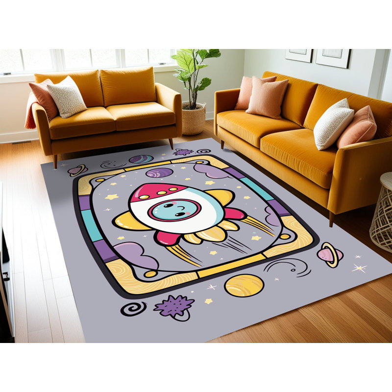 Tapis lavable Trinx Space Planets Astronauts, Rectangle 6 pi x 9 pi
