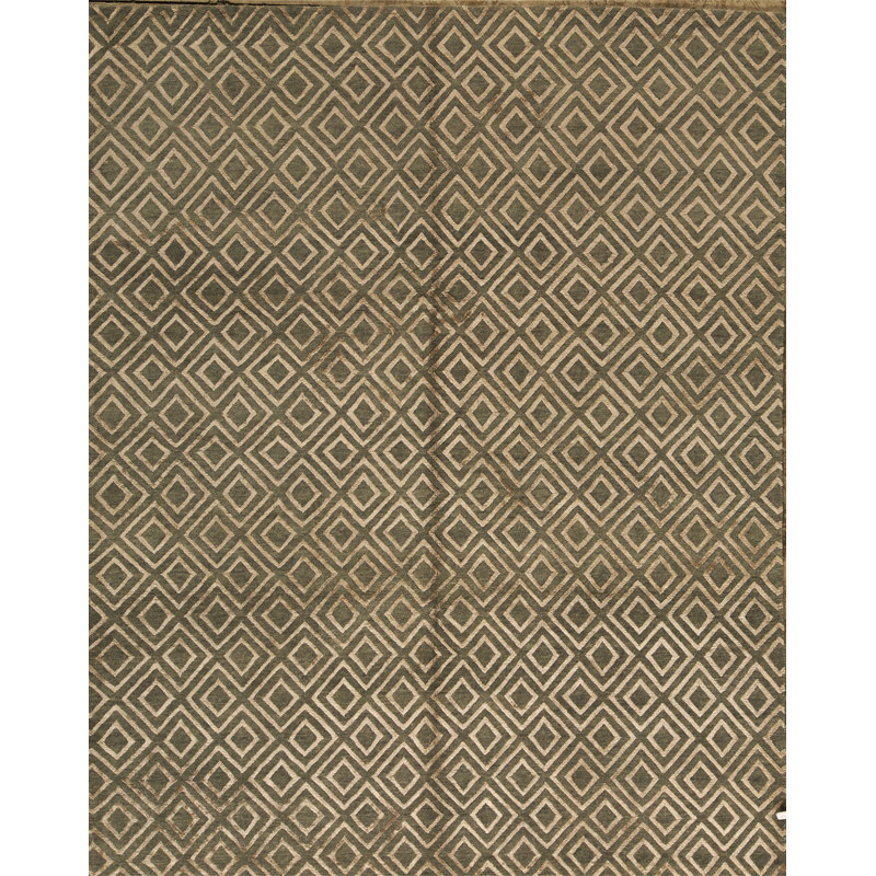 Tapis bleu clair et doré de haute qualité noué à la main