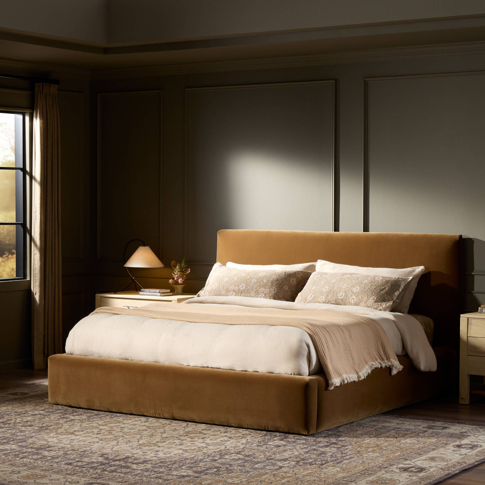 Azar Bed, King, Surrey Ochre