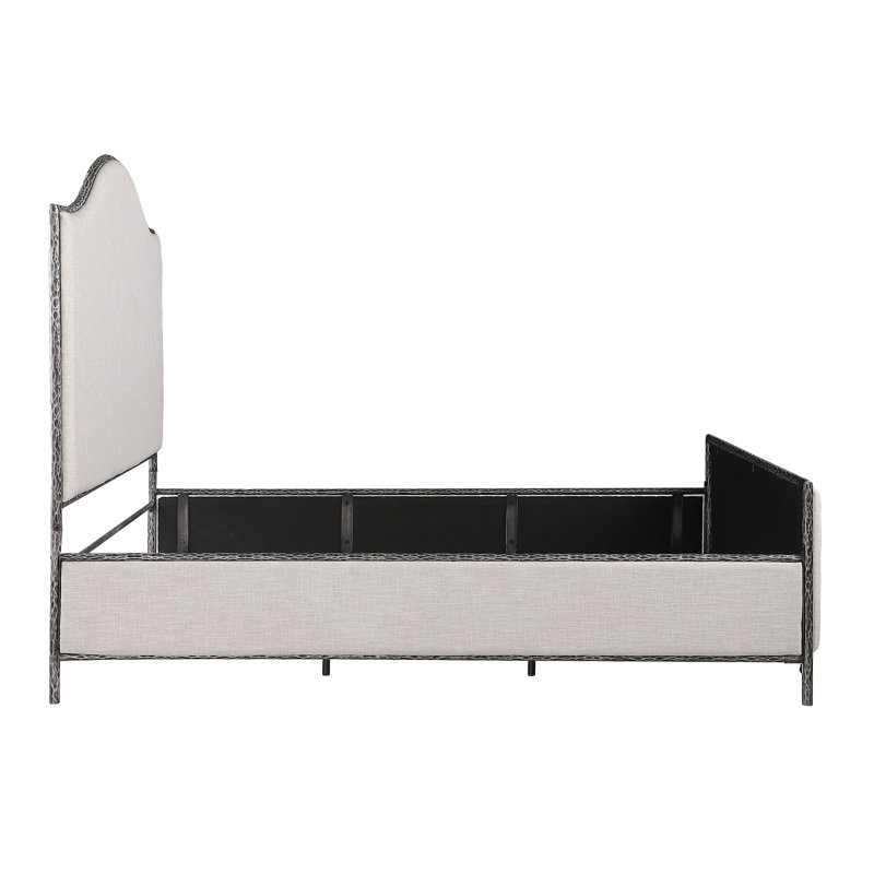 Lit Felix, Lit double, Beige et bronze industriel