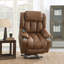 Fauteuil inclinable électrique en cuir Pacay brun avec fonction de levage, de chauffage et de massage