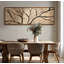 Motif de branche d'arbre doré sur toile texturée pour impression d'art de salle à manger-2020395954-2020395955
