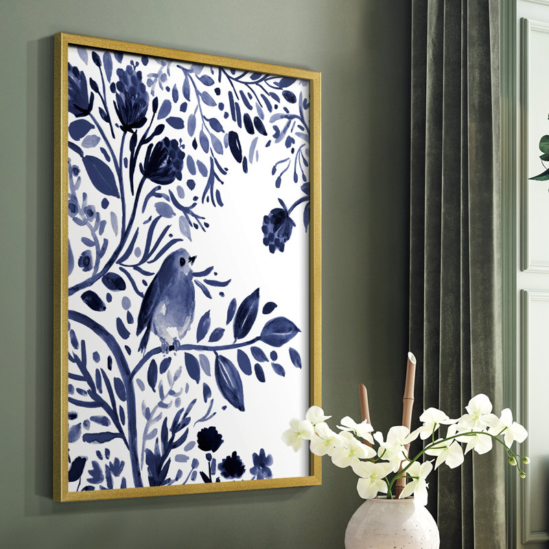 Indigo Song I, reproduction encadrée - bois massif, H 10 po x l 8 po