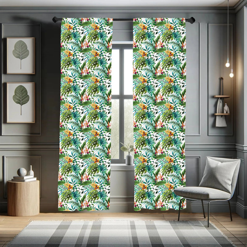 Leaf Semi-Sheer Rod Pocket Curtain Panels, 28" x 84"