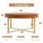 33.86"Modern Retro Splicing Round Coffee Table,Fir Wood Table Top With Gold Cross Legs Base(Same SKU:W757127348)-622885818