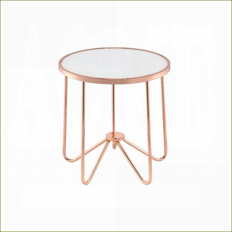 Rose Gold Coffee Table with Frosted Glass Top &amp; Metal Base – Easy Assembly for Living Room