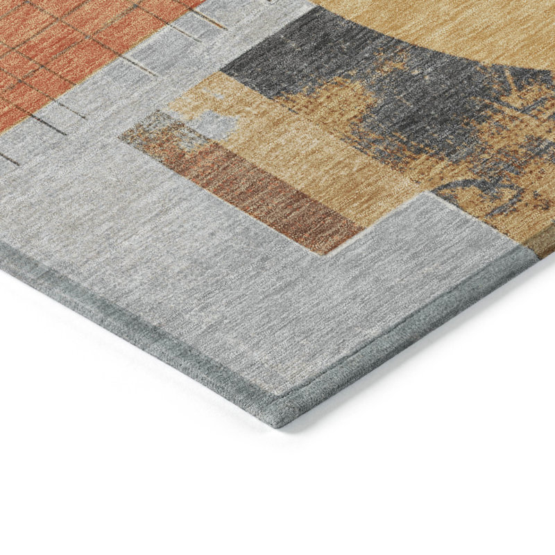Tapis gris intérieur / extérieur lavable à la machine Cinead ACN1695, Rectangle 10 pi x 14 pi