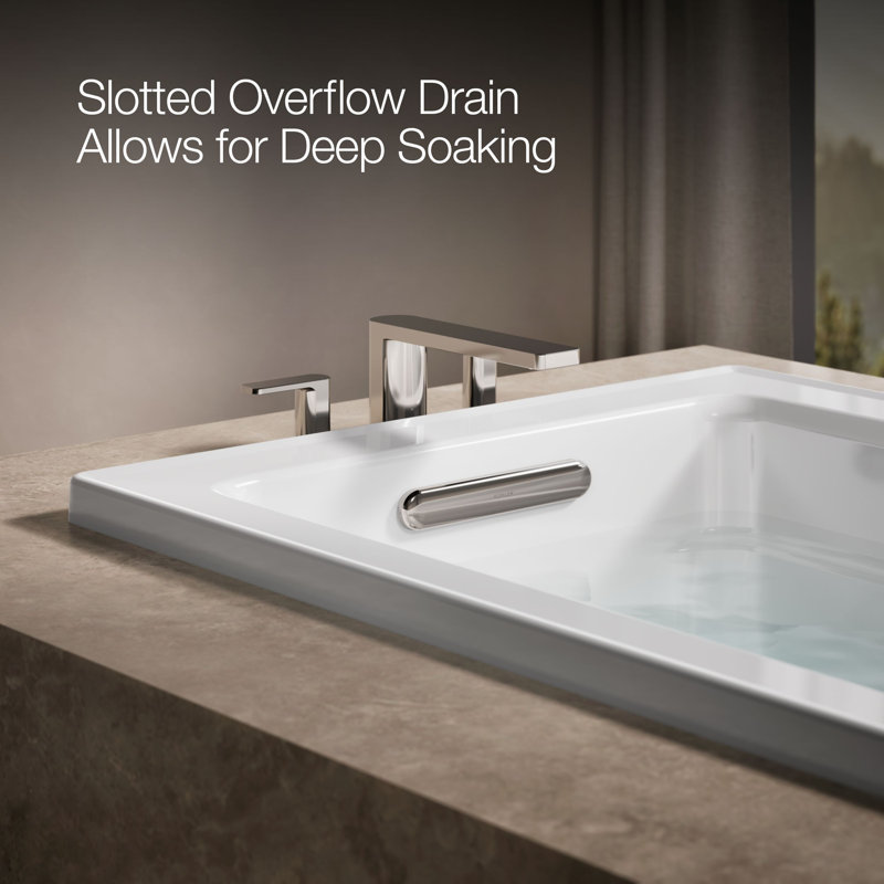 Archer 66" x 32" Drop In Soaking Acrylic Bathtub, White