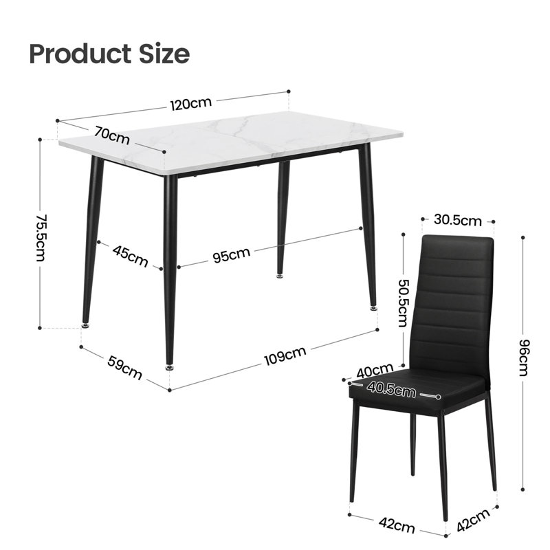 Aventura 4 - Person Dining Set, White, Black