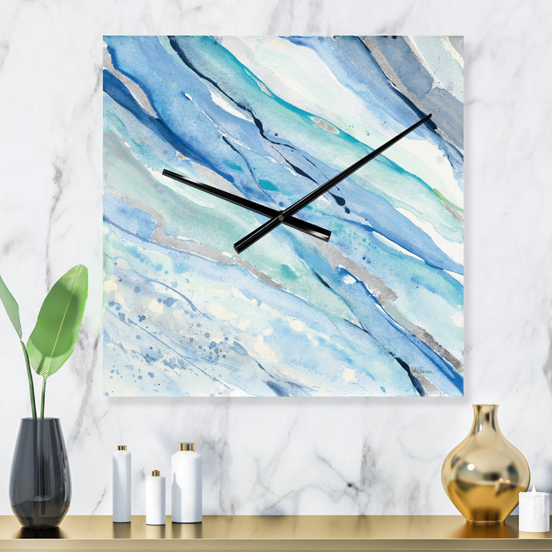 Horloge murale moderne Blue Silver Spring I, Grand