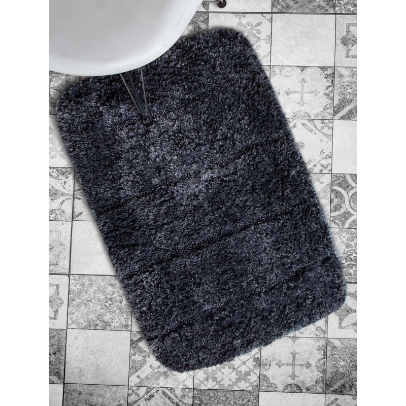Ensemble de 2 tapis de bain de couleur unie Hazem, Anthracite