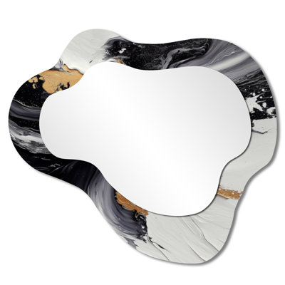 Abstract Perspective Of The Dark And The Light I - Abstract Asymmetrical Decorative Mirror, Modern irregular Wall Mirror, Printed on Metal