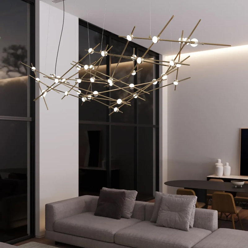 Constellation 44 - Light LED Chandelier, White, 2700K, Satin Brass/White