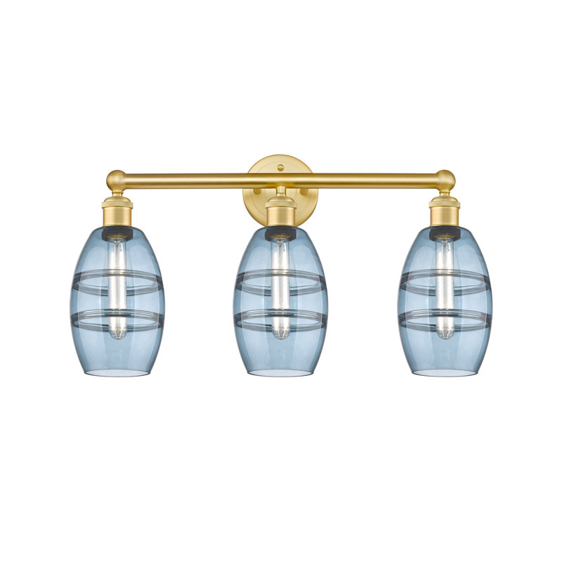 Kusham 3 - Light Dimmable Vanity Light, Satin Gold, Princess Blue