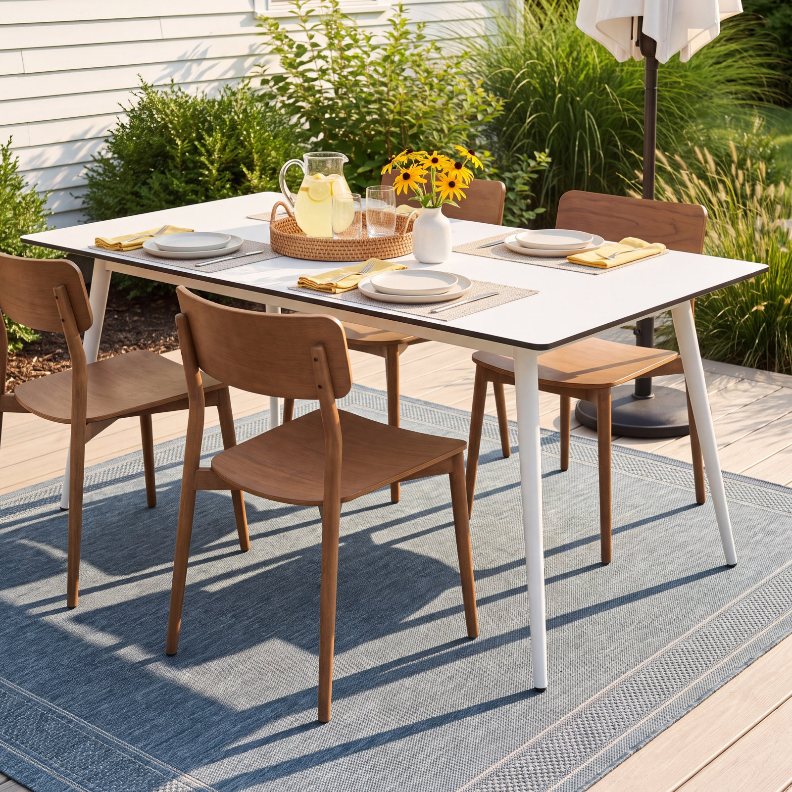 Burt Patio Dining Table, White