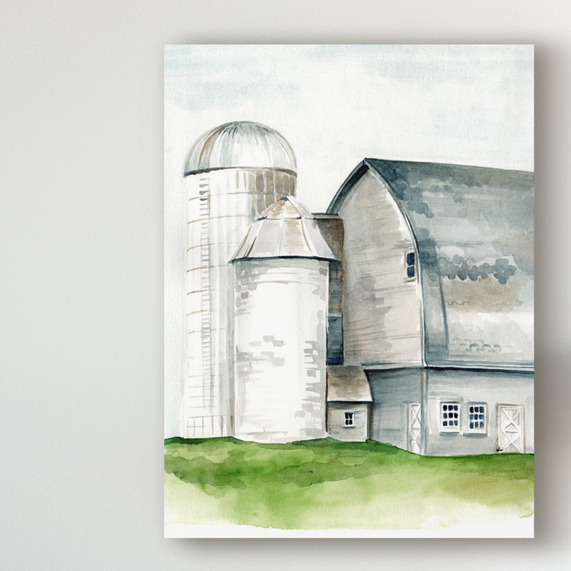 Watercolor Barn II - reproduction d'art sur toile, H 24 po x l 18 po x P 2 po
