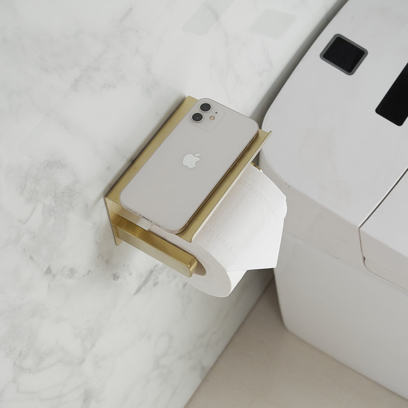 Wall Mounted Toilet Paper Holder, Brushed Gold