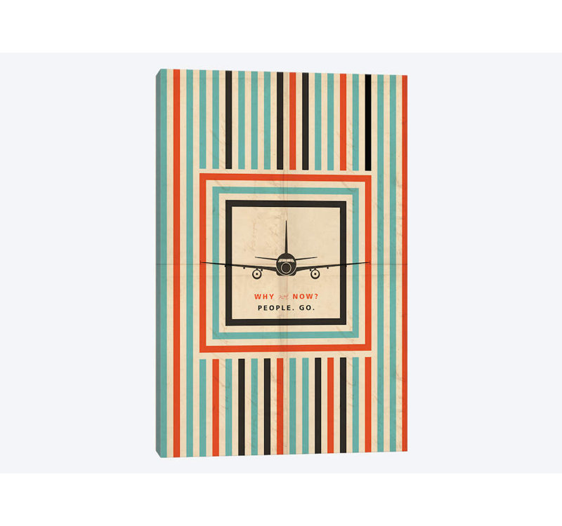 «pourquoi pas maintenant ? "travel poster" par 08, impression sur toile, H 60 po x l 40po x P 1,5 po, Toile tendue, Non mat