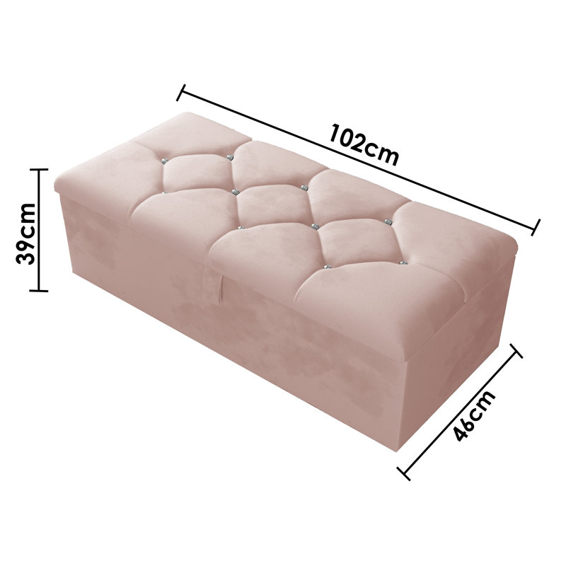 Alax 102cm Wide Rectangle Geometric Standard Ottoman with Storage, Pink