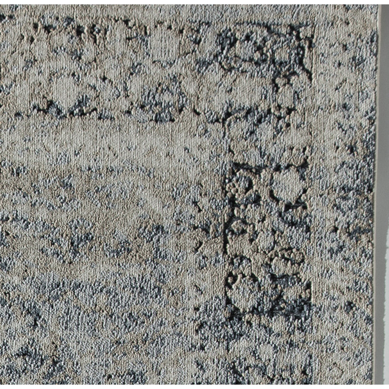 Anthony Abstract Tan Blue Area Rug, Rectangle 2' x 4'