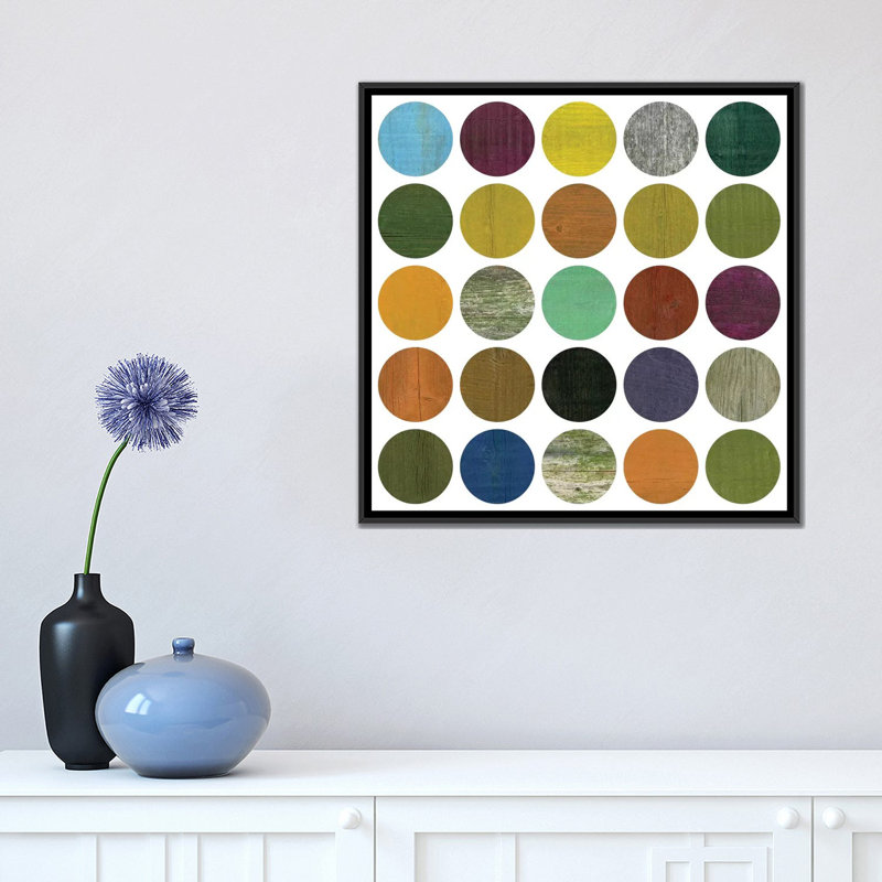 «Rustic Rounds 4.0», impression sur toile, H 18 po x l 18 po x P 1,5 po, Toile avec cadre noir, Pas de tapis
